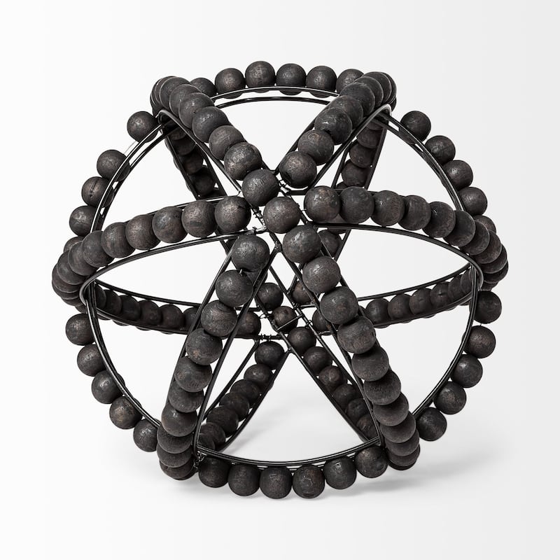 Earnhardt I Small 9L x 9W Black Wooden Beaded Orb