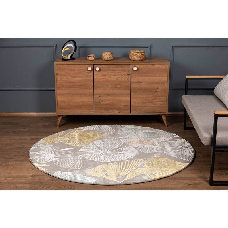 London Collection Cream/ Grey Botanical Area Rug