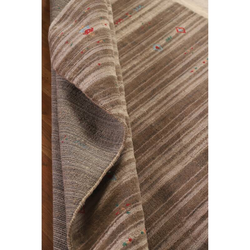 Hand Knotted Oriental 100% Wool Carpet Tribal Tribal Brown Gabbeh Area Rug - 8' 2'' X 5' 0''