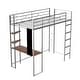 preview thumbnail 14 of 18, Silver Twin Size Metal Loft Bed with Ladder, Fence, 2 Shelves and Desk for Bedroom