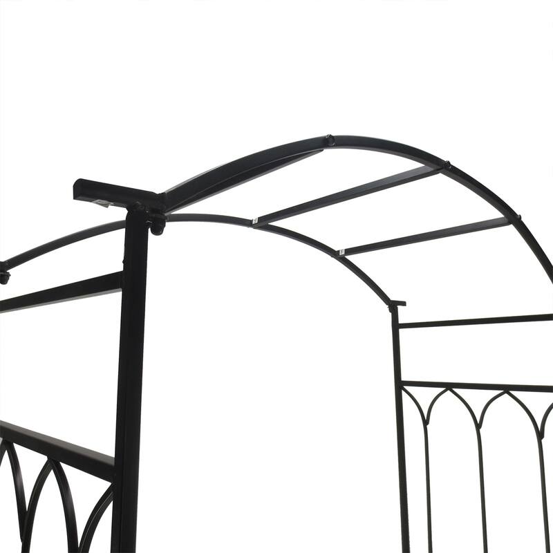 Outsunny Metal Trellis Arbor Arch for Climbing Plants with Garden Bench