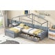 preview thumbnail 4 of 15, Twin Size House Bed Wood L-Shaped Platform Bed with Three Storage Drawers and Guardrail