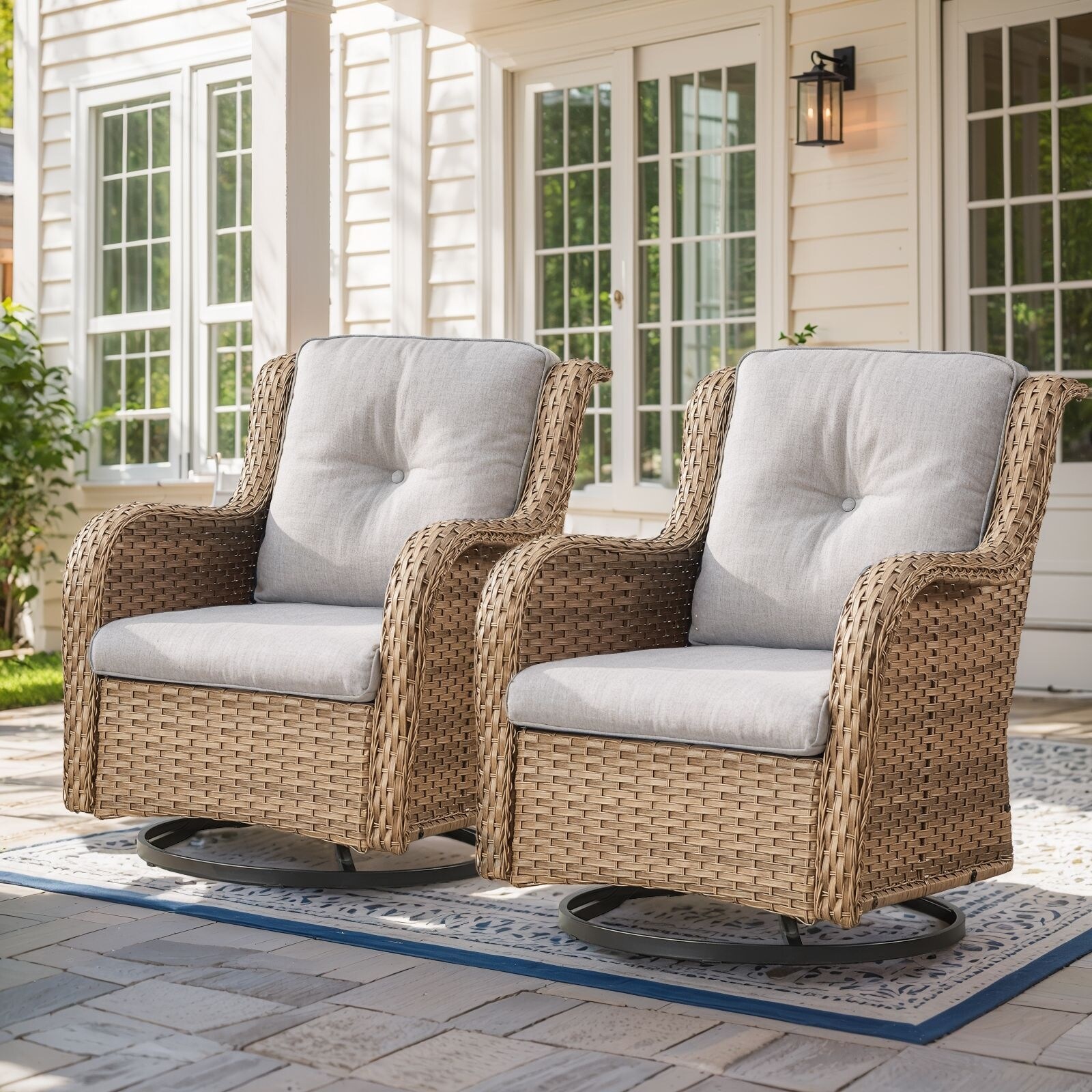 Outside Glider Chair with Cushion Yellow-Beige - Yellow