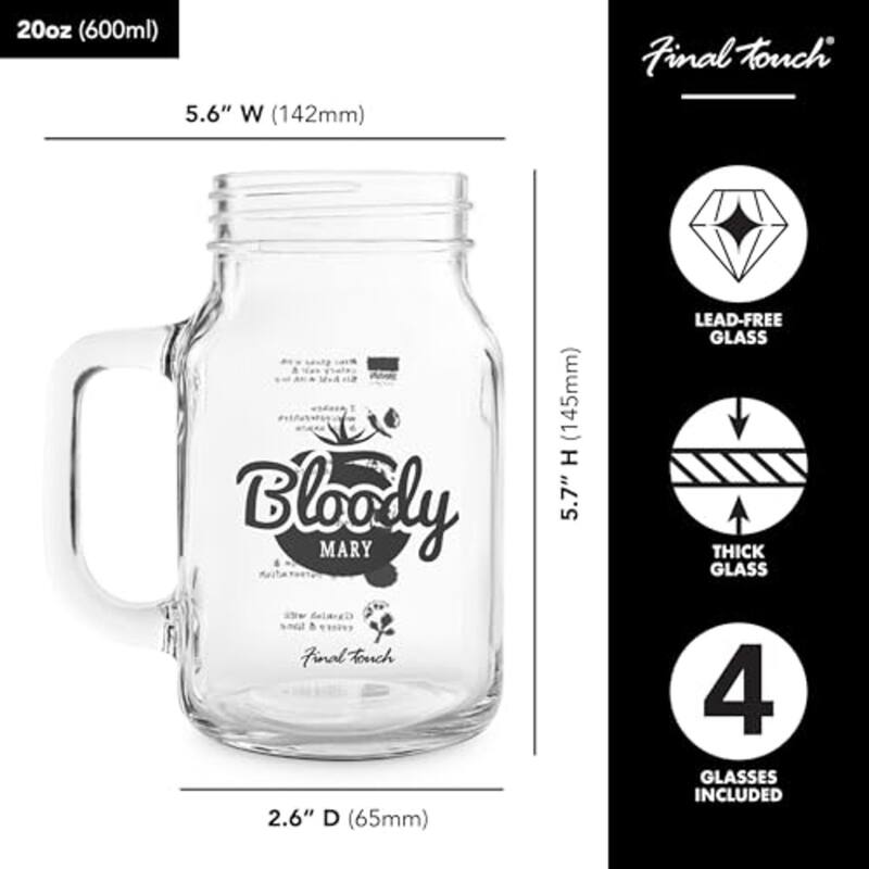 Final Touch Bloody Mary Mason Jar Mugs Set