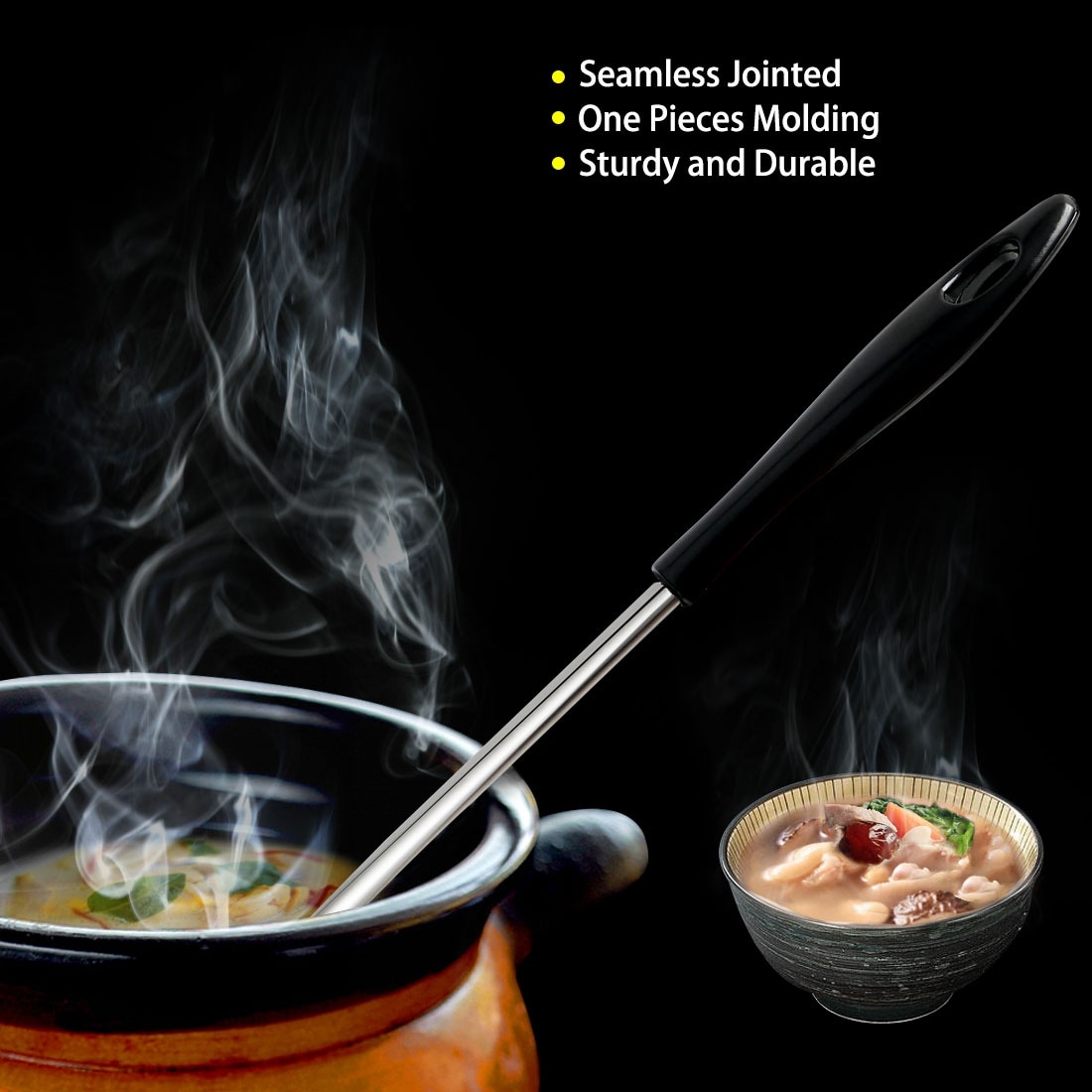 Stainless Steel Long Handle Soup Ladle Chef Cooking 11 Length - Silver - 11 x 2.8 x 0.8(L*W*H)