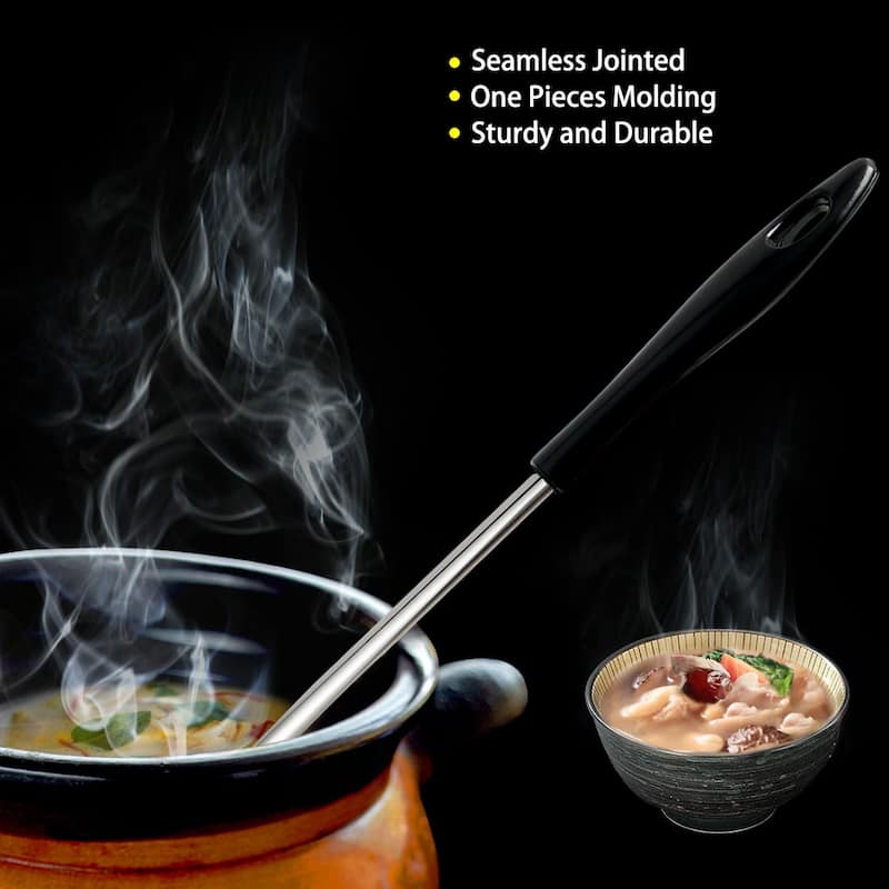 Stainless Steel Soup Spoon Ladle Home Kitchen Serving Flatware - Silver - Length: 10.6"