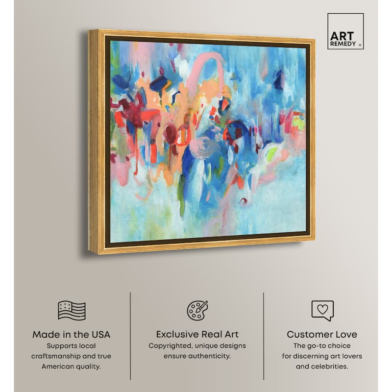 Art Remedy New Sky Framed Blue Abstract 1 Piece Canvas Wall Art