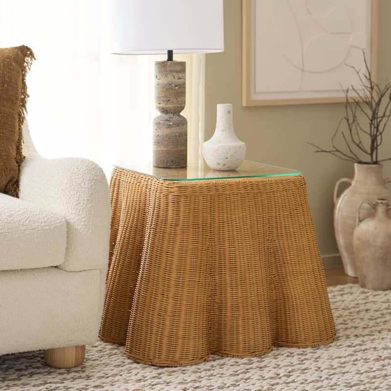 SAFAVIEH Couture Hylda Square Rattan Accent Table - 26"W x 26"D x 21"H