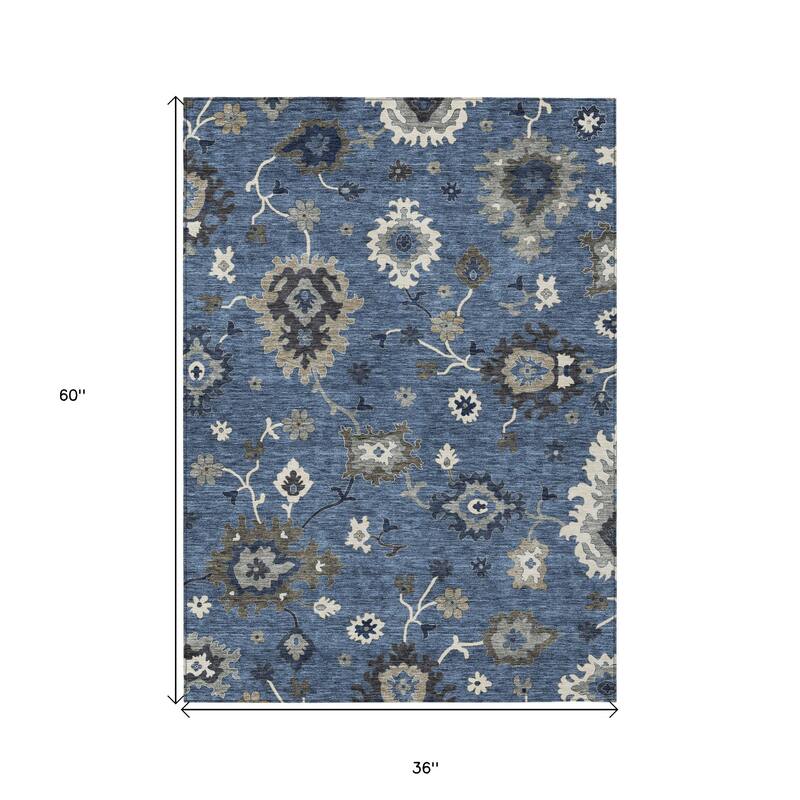 HomeRoots Floral Traditional Rectangle Outdoor Rug
