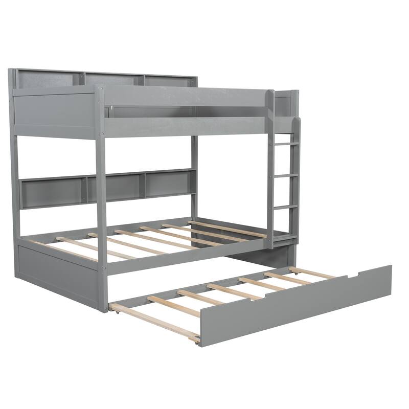 Bunk Bed with Trundle & Dual-Side Storage Shelves by Harper&Bright Designs
