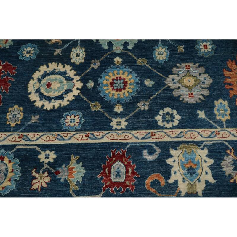 Hand Knotted Oriental 100% Wool Carpet Traditional All-Over Navy Blue & Blues Ziegler Area Rug - 12' 4'' X 8' 10''