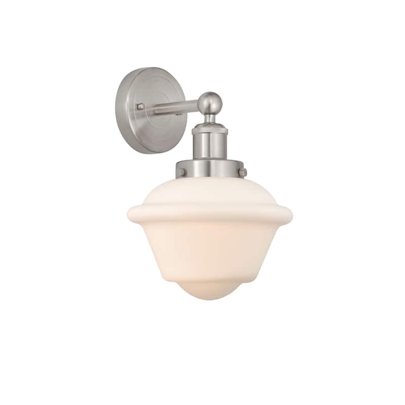 Innovations Lighting 616-1W-10-7 Oxford Sconce Oxford 10" Tall Wall - Brushed Satin Nickel / Matte White
