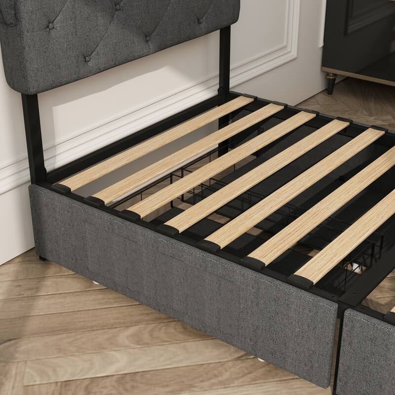 Twin Size Platform Bed with Storage, USB Station, and LED