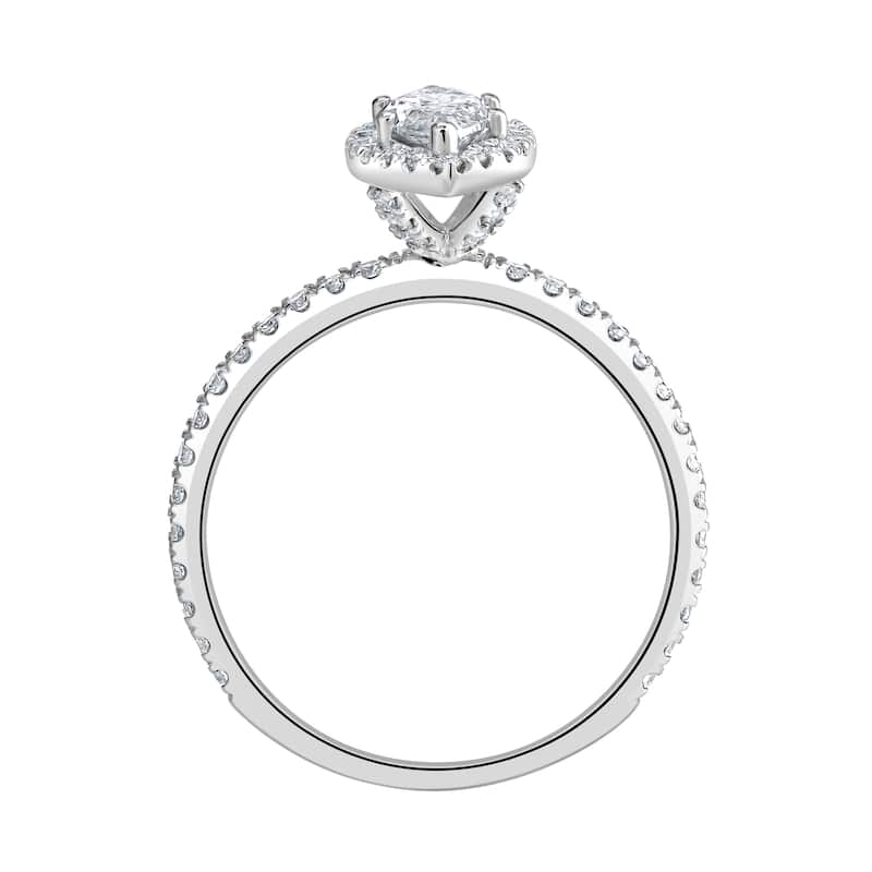 Auriya 14k-White Gold Lab Grown Halo-Marquise Diamond Engagement Ring 1.00 ct. tw. (E-F VS)