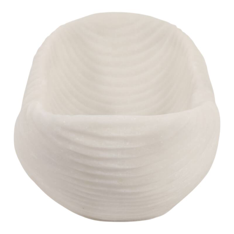 Resin Decorative Bowl Rippled Texture Modern Design - 17" White - 16.75" x 8.5" x 6.25"