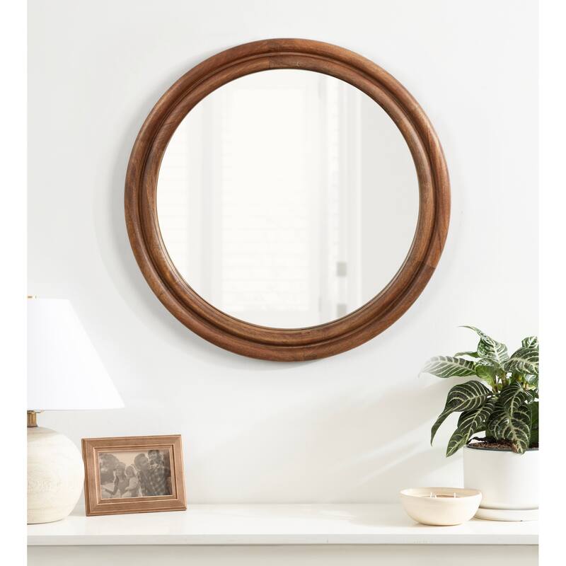 Kate and Laurel Oman Ribbed Round Mirror - 26x26