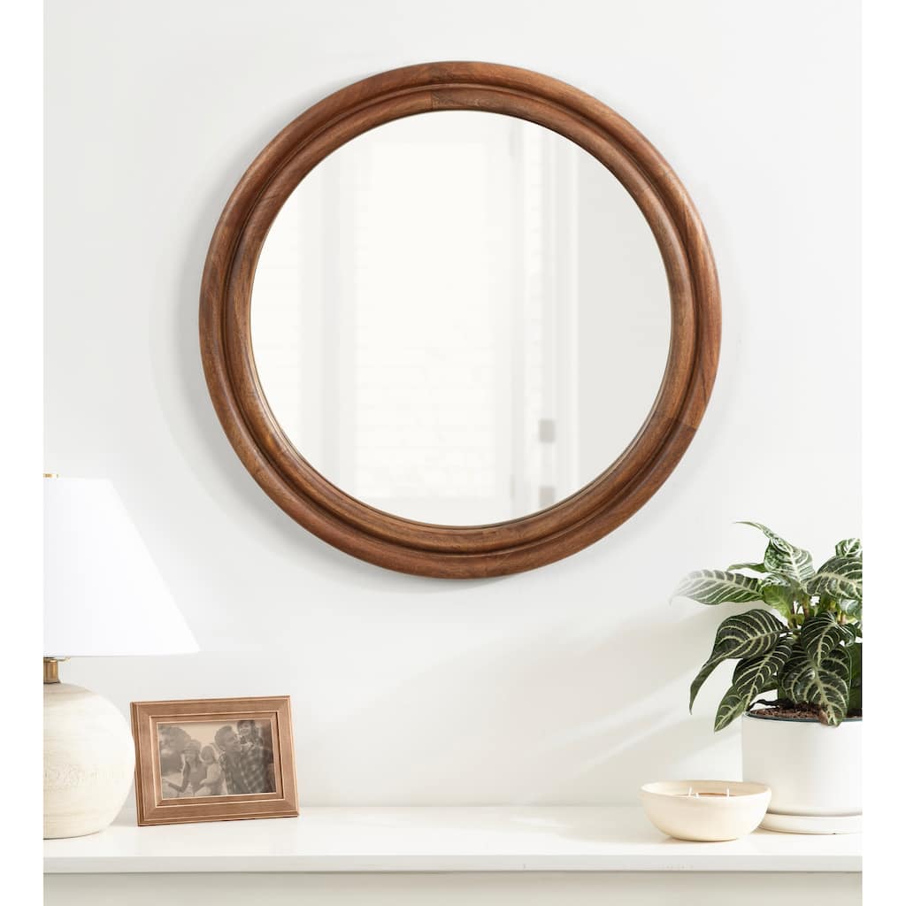 Kate and Laurel Oman Ribbed Round Mirror - 26x26