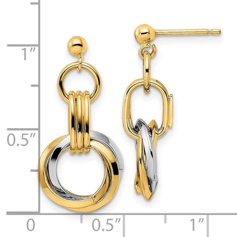 Curata 14k Two tone Gold Polished Intertwined Circles Post Earrings 25x12mm