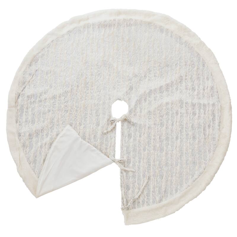 Enchanted Frost Foil Print Faux Fur Tree Skirt