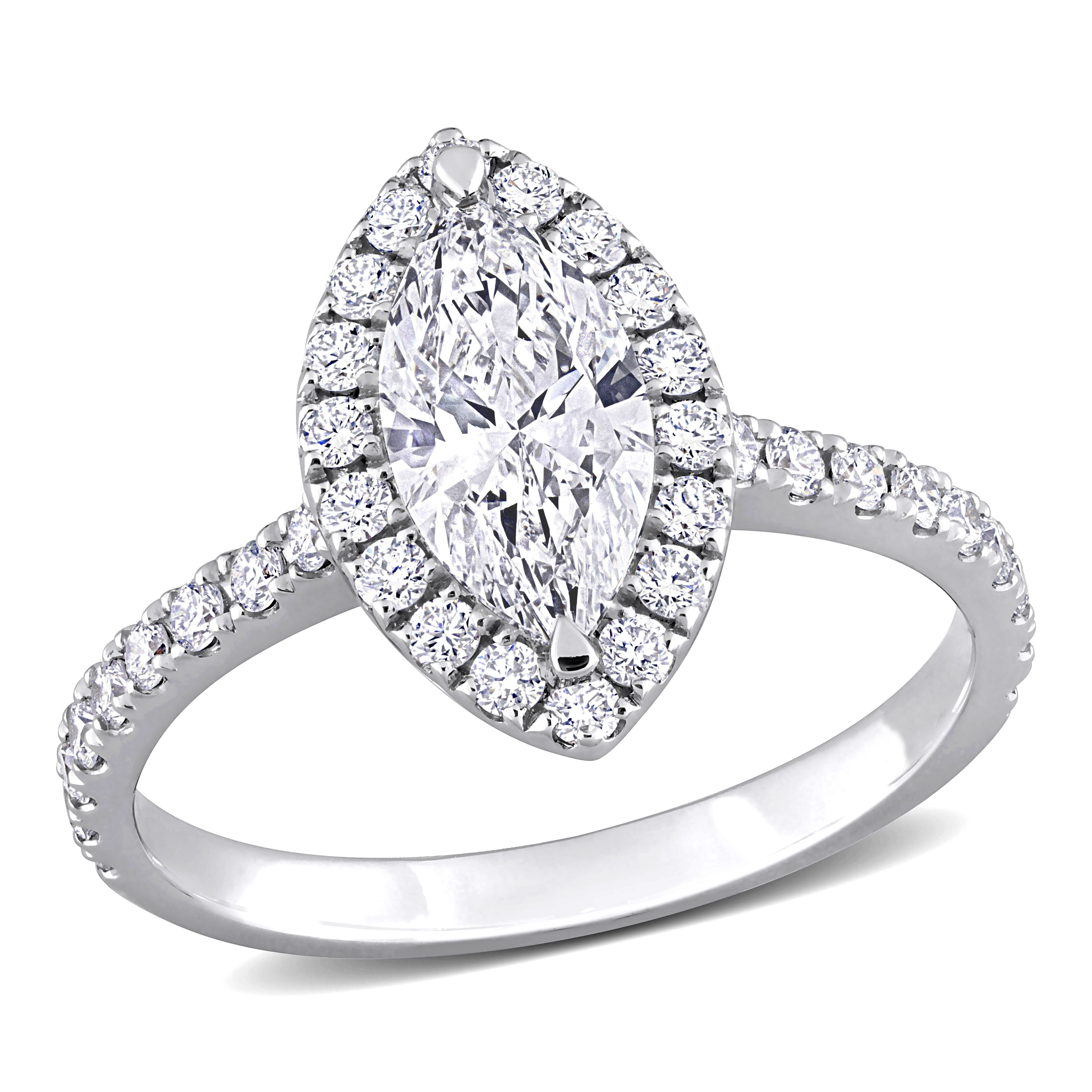 Miadora 1ct TDW Marquise-Cut Lab-Grown Diamond Halo Engagement Ring 14k White Gold