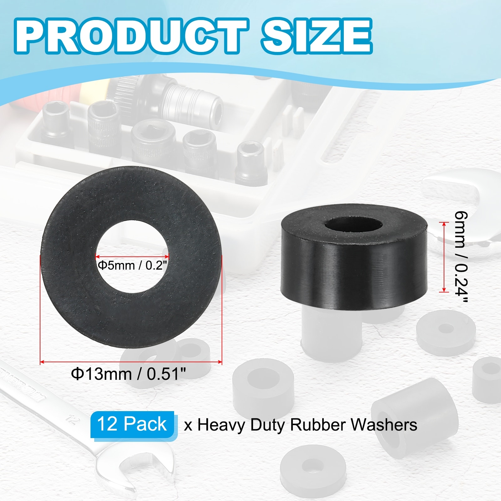 Rubber Spacer, Thick Rubber Bushing Washers Anti Vibration Spacer Round Isolation Pads, Fit for Hardware Home - Black