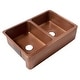 preview thumbnail 1 of 9, Lange Copper 32" Double Bowl Farmhouse Apron Front Undermount Kitchen Sink