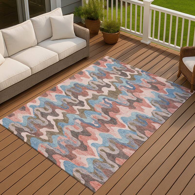 Machine Washable Indoor/ Outdoor Modern Mason Chantille Rug