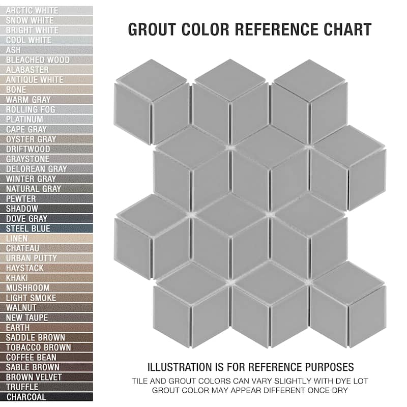 SomerTile Metro Rhombus Glossy Light Grey 10-1/2"x12.13" Porcelain Mosaic Tile