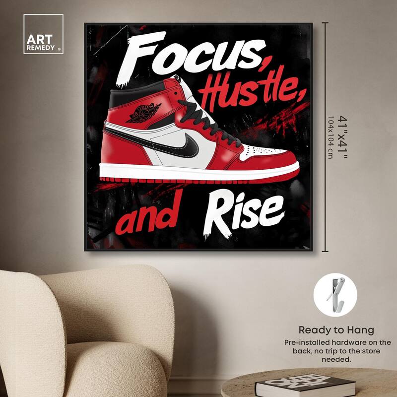 Hustle and Rise Sneaker Red Canvas by Art Remedy