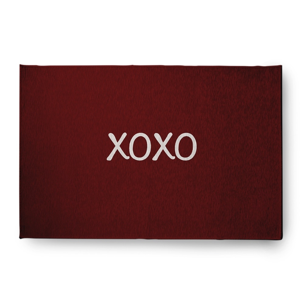 XOXO Valentines Chenille Indoor/Outdoor Rug