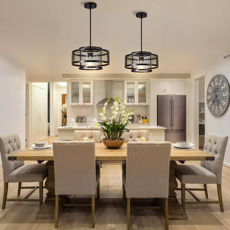 13” Light fixture matte black light kitchen glass, metal pendant light