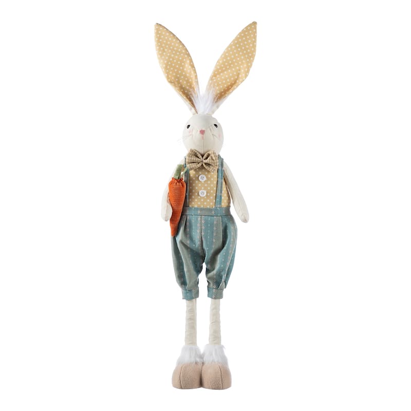Glitzhome 32.75"H/23"H Easter Fabric Boy Bunny with Telescoping Legs