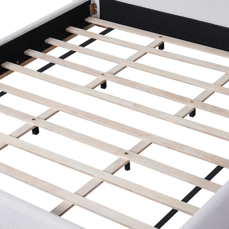 Christopher Knight Home - Aurelius Boucle Upholstered Bed Frame with Solid Rubberwood Base and Wingback Headboard