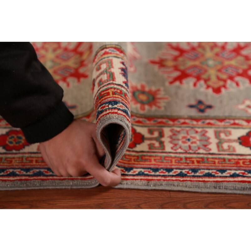Geometric Kazak Foyer Rug Hand-Knotted Accent Wool Carpet - 2'8"x 4'0"