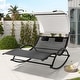 preview thumbnail 7 of 37, Outdoor Double Chaise Lounge Chair Rocking Lounger with Sunshade Canopy - 54.5"W*67.3"D*65.7"H
