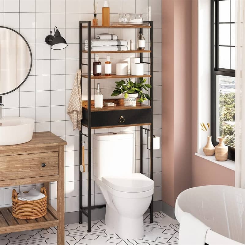 Over The Toilet Storage - 9.4"D x 25.2"W x 68.9"H