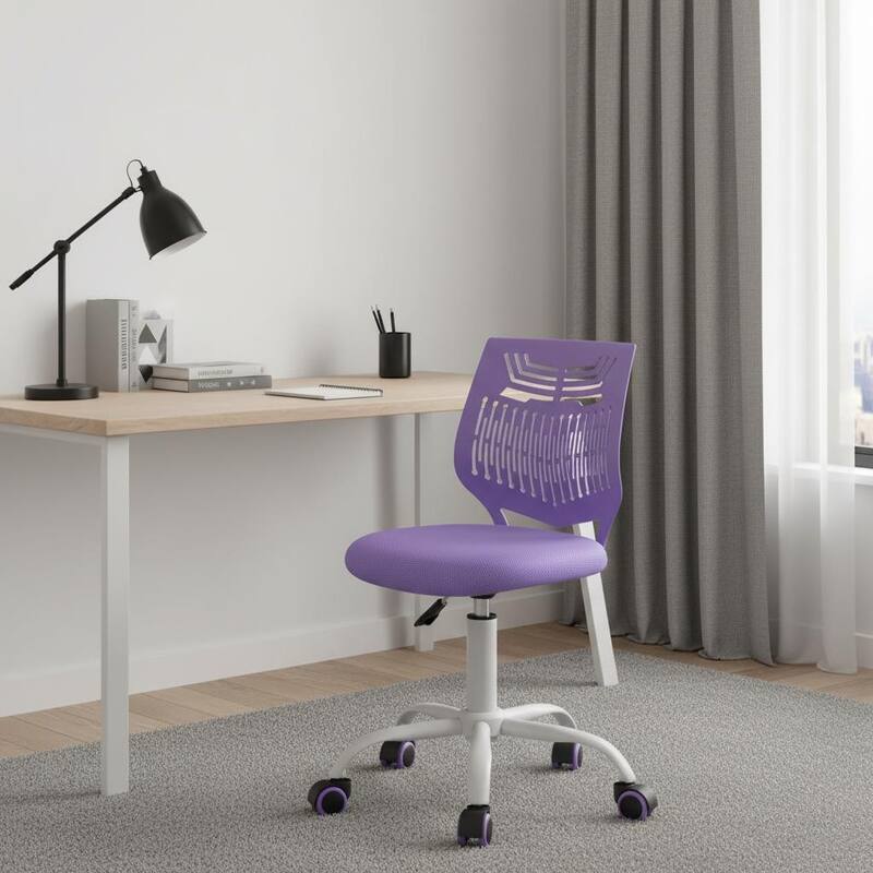 Purple and White Adjustable Height Swivel Rolling Office Chair - Purple
