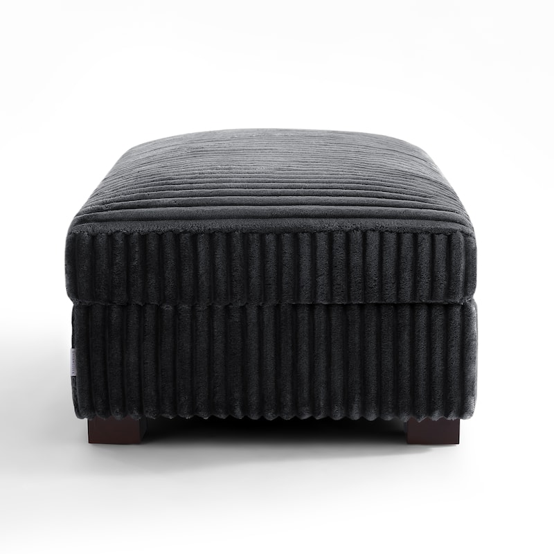 41" W Plush Corduroy Upholstered Rectangular Ottoman