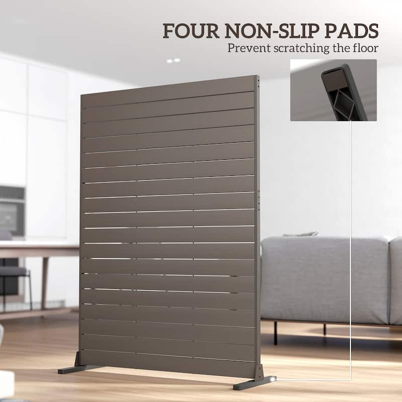 Outsunny HDPE Outdoor Privacy Screen, 47.2"W x 68.5"H Decorative Privacy Fence Screen with Stand and 6 Panels