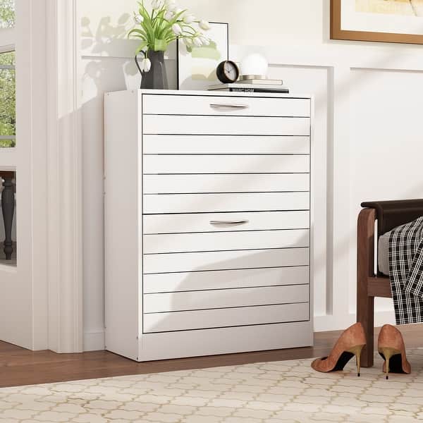 dresser with shoe storage Frances Rattan 3 Tier Cabinet, White - daals 5 (Mens) and Size 10 (Womens) shoes Flat packed Shoe Storage Cabinet Two Drawer