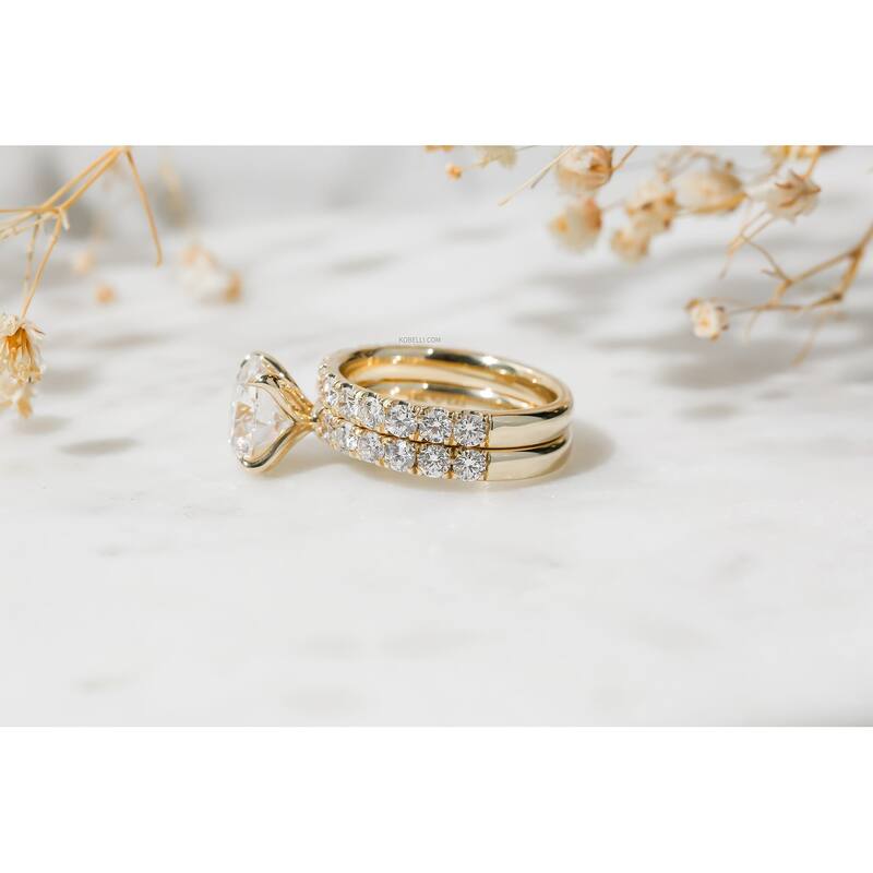 Kobelli 4.90 Carat Lab Grown Diamond Certified 14k Solid Gold Comfort Fit Half Eternity Florence 2pc Bridal Set (EF/VS)