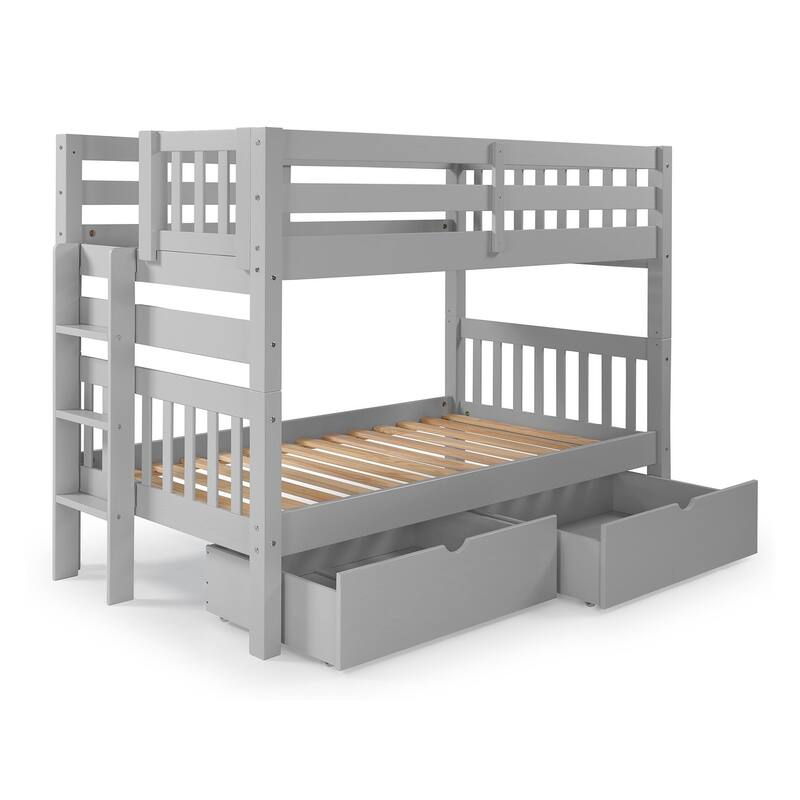 Taylor & Olive Trillium Twin over Twin Bunk Bed with Ladder, 2 Drawers