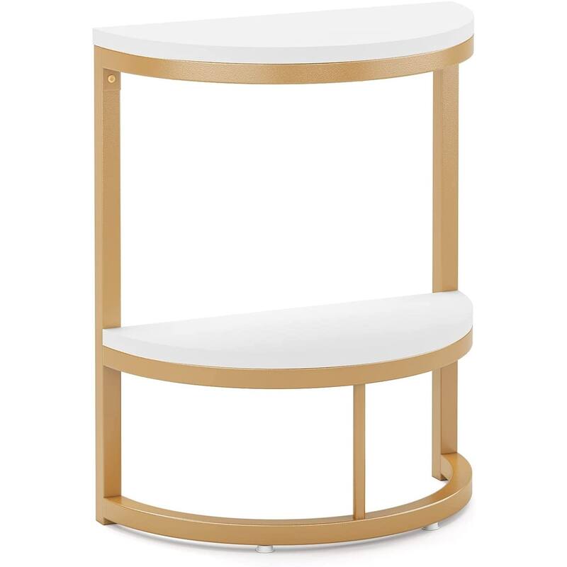 End Table Half Round, Narrow Side Table, Slim C Table for Sofa Couch
