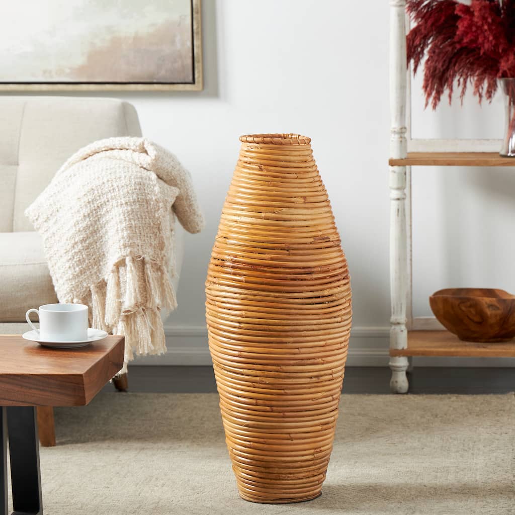 Brown Rattan Handmade Wrapped Decorative Vase