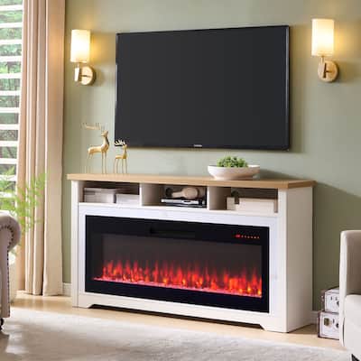 60" Fireplace TV Stand with 50" Smart Electric Fireplace