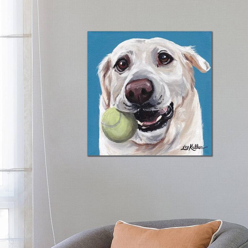 iCanvas "Yellow Lab With Ball" by Hippie Hound Studios Canvas Print - 26x26x1.5