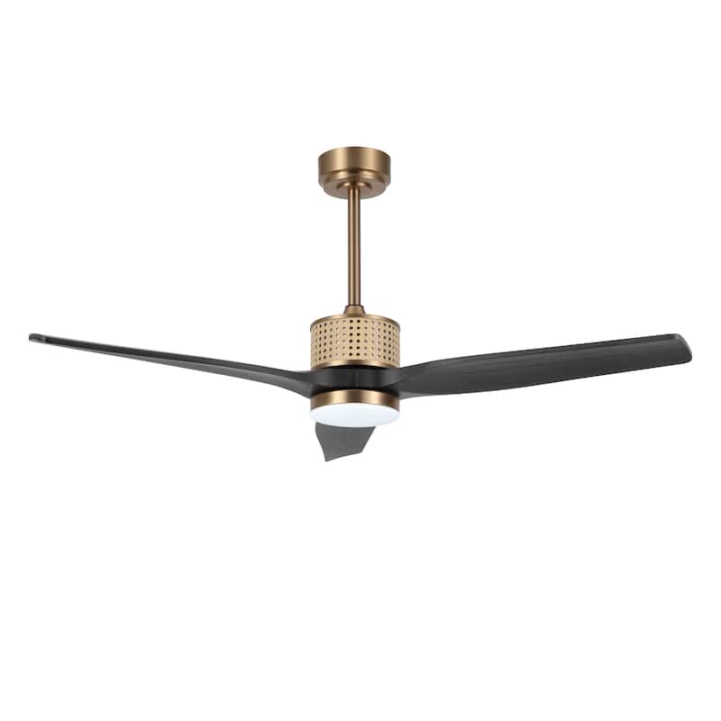 MLiAN 52 In. 3 Solid Wood Indoor Ceiling Fan with Light Kit - 52"