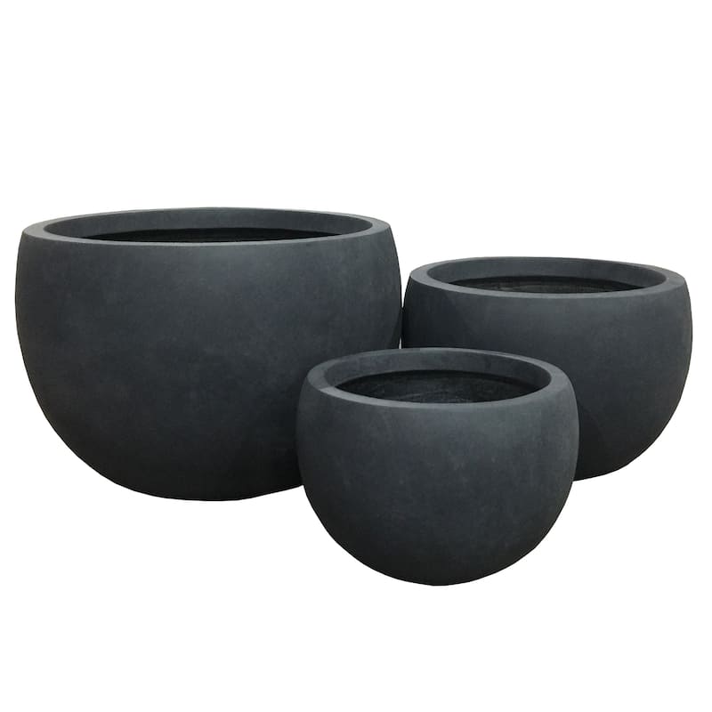 Durx-litecrete Lightweight Concrete Bowl Granite Planter-Set of 3 - 19.7'x19.7'x13'