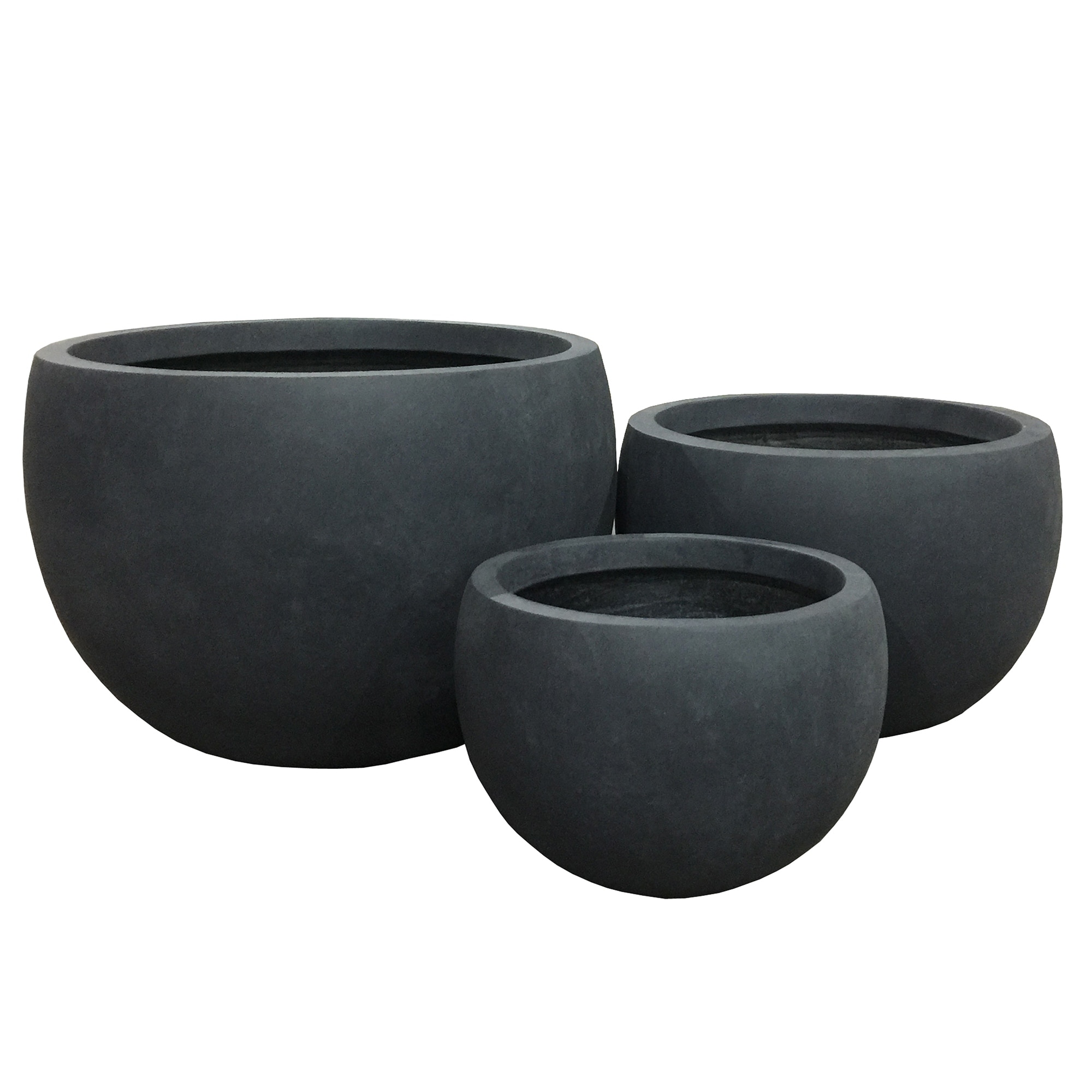 Durx-litecrete Lightweight Concrete Bowl Granite Planter-Set of 3 - Set of 3(12",15",18.5" W)