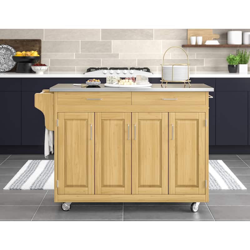 Homestyles Create-a-Cart Natural Mobile Kitchen Cart with Stainless Steel Top